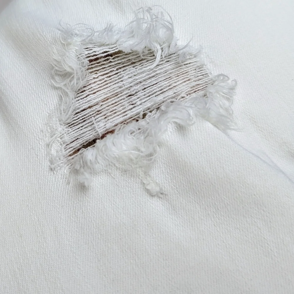 AYR Jean Skinny Stretch Ankle High Rise Distressed Ripped Zip Fly White 31 NWT - Picture 13 of 16